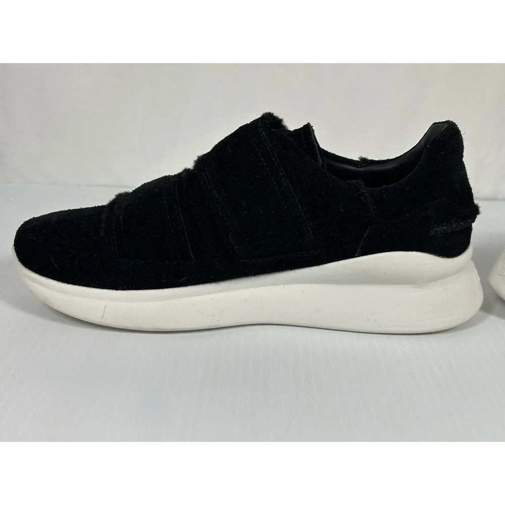 UGG‎ Ashby Spill Seam Trainer Black Suede Laceless Chunky Platform Sneakers 10